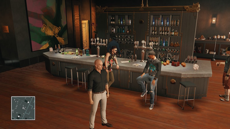 Pro tip: 47 looks really great in that floral shirt and tight pants.